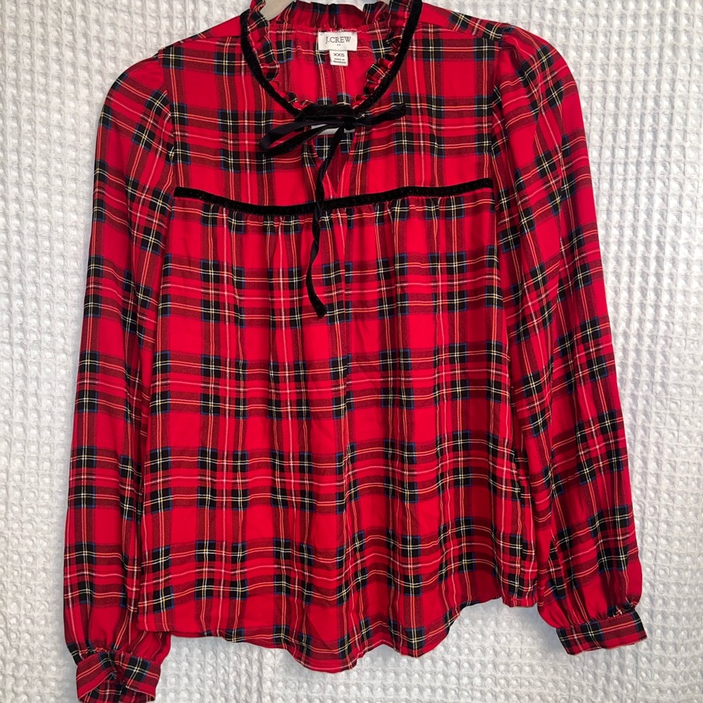 J. Crew Red Blouse with Elegant Design